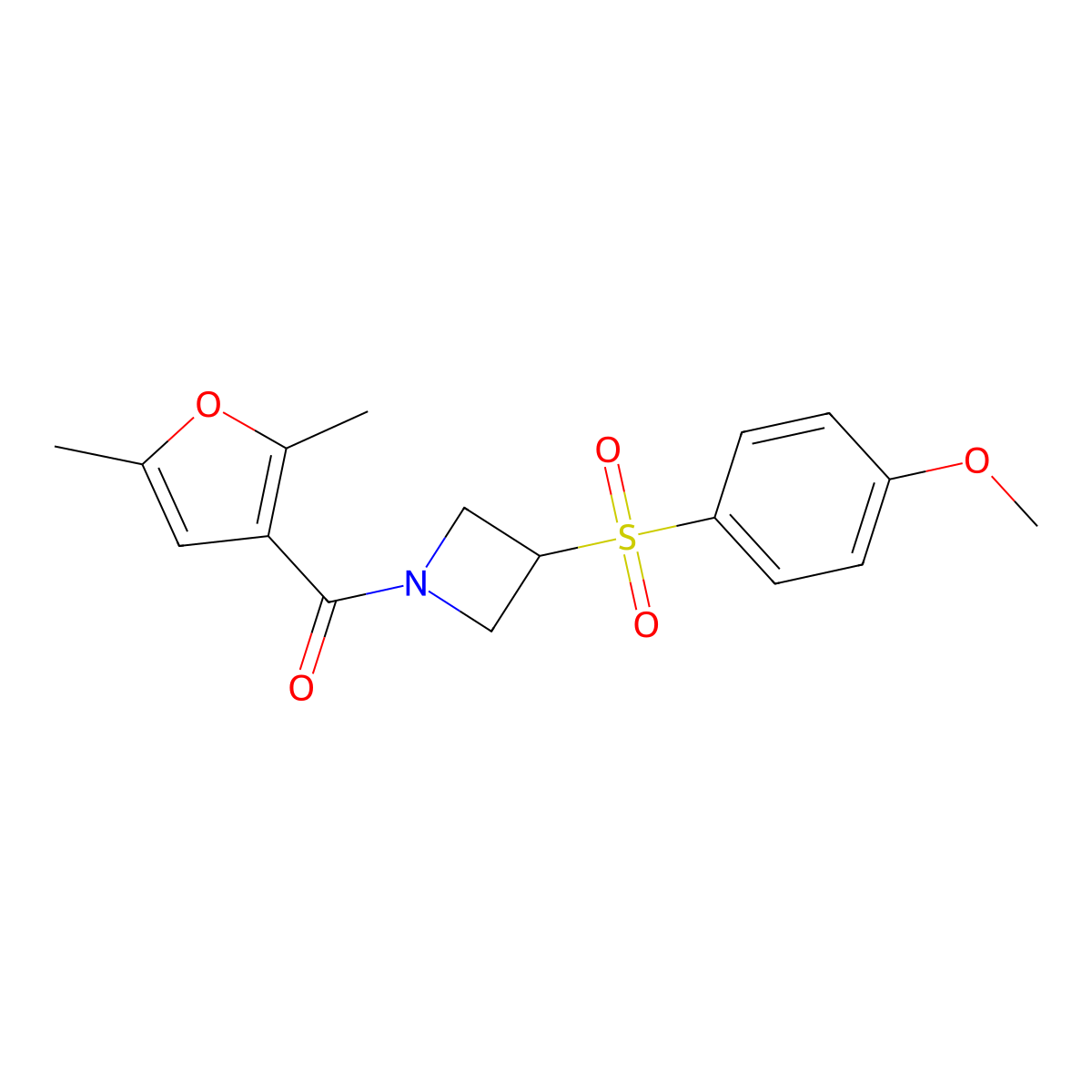 (2,5-Dimethylfuran-3-yl)(3-((4-methoxyphenyl)sulfonyl)azetidin-1-yl)methanone molecular structure, CAS 1797303-28-6