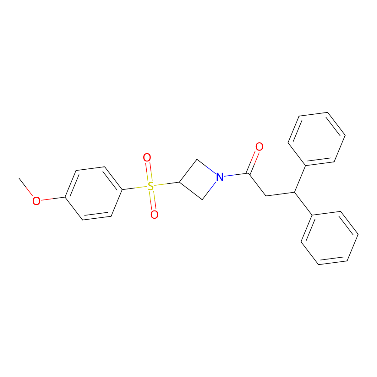 1-(3-((4-Methoxyphenyl)sulfonyl)azetidin-1-yl)-3,3-diphenylpropan-1-one molecular structure, CAS 1797303-44-6