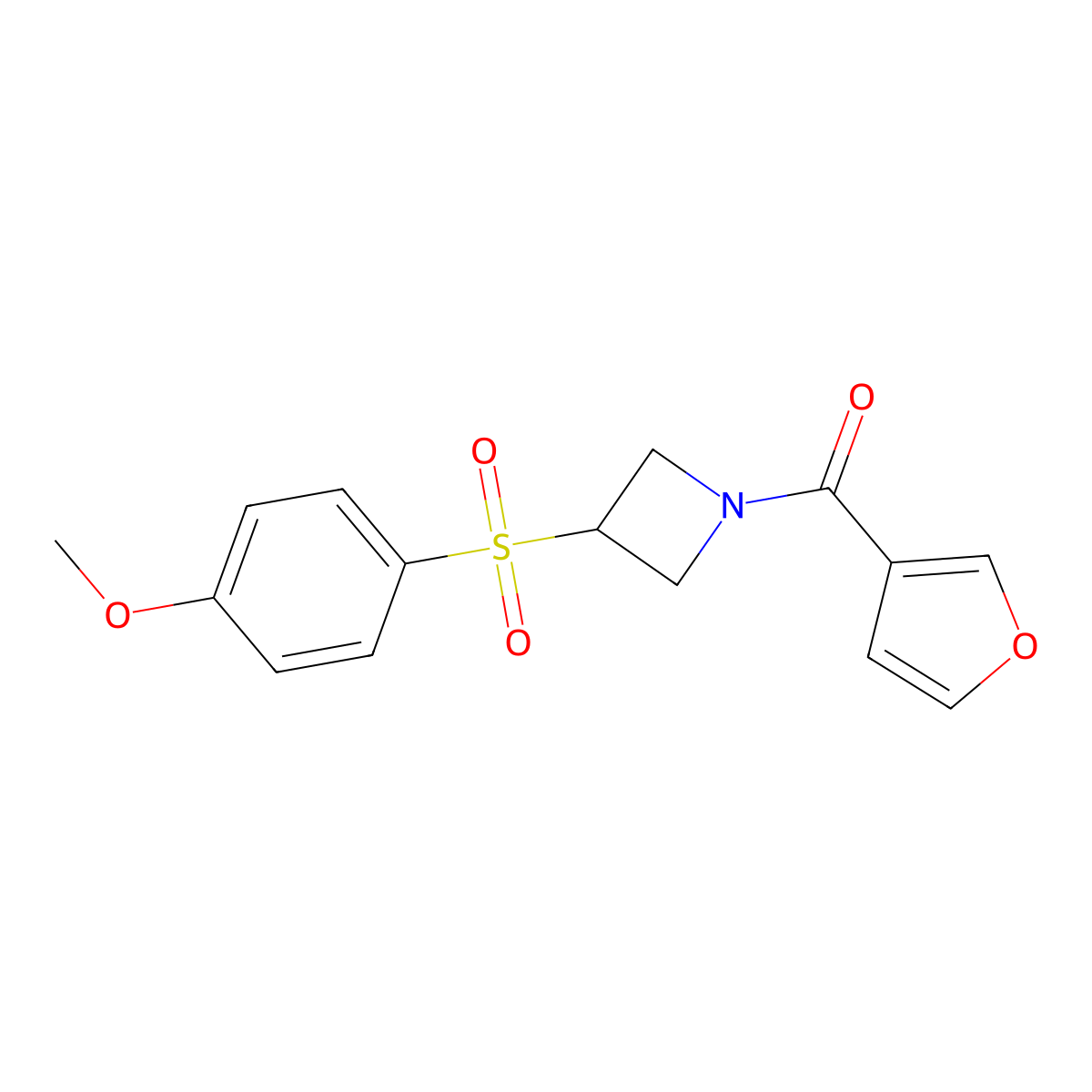 Furan-3-yl(3-((4-methoxyphenyl)sulfonyl)azetidin-1-yl)methanone molecular structure, CAS 1797303-53-7