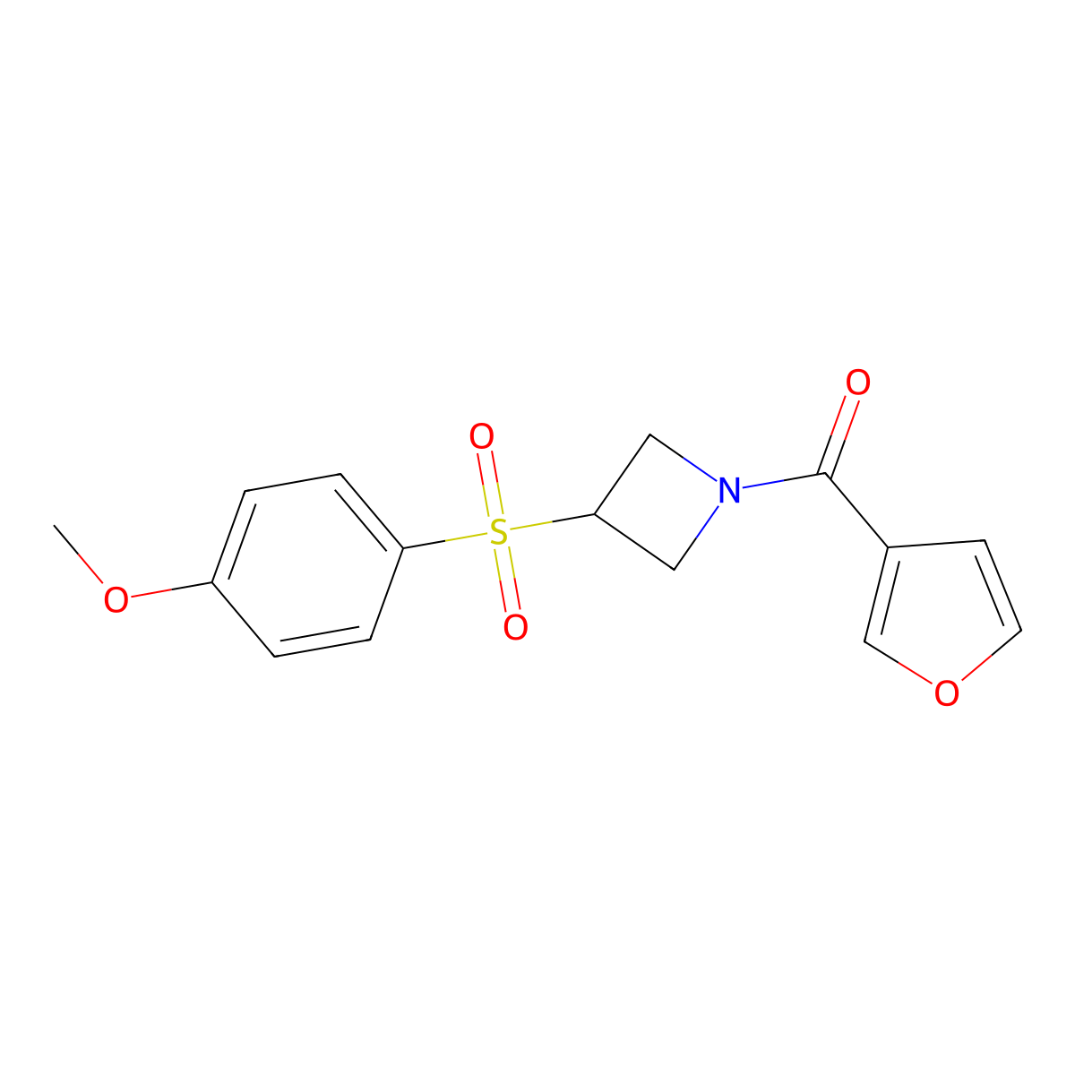 Furan-3-yl(3-((4-methoxyphenyl)sulfonyl)azetidin-1-yl)methanone molecular structure, CAS 1797303-53-7