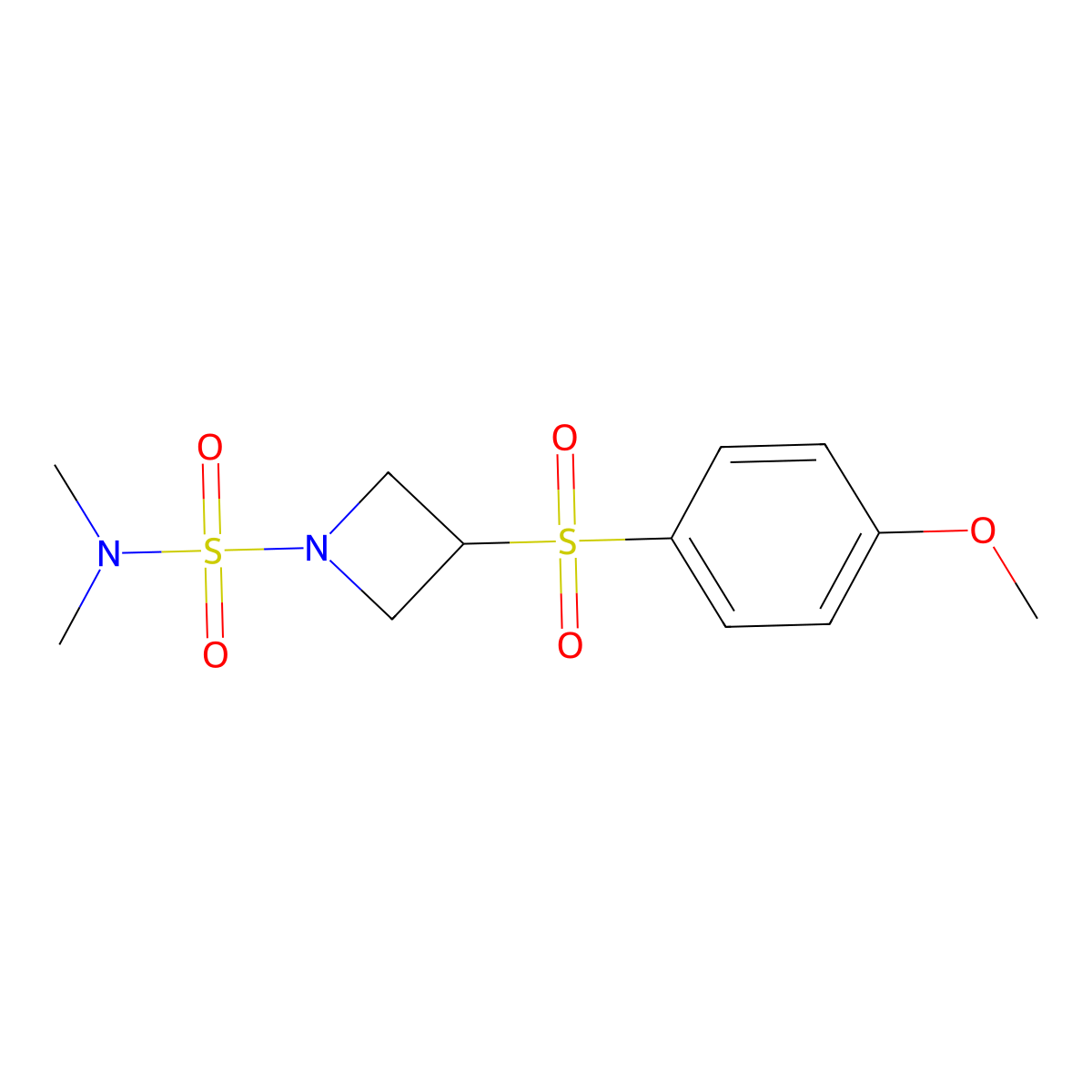 3-((4-methoxyphenyl)sulfonyl)-N,N-dimethylazetidine-1-sulfonamide molecular structure, CAS 1797303-61-7