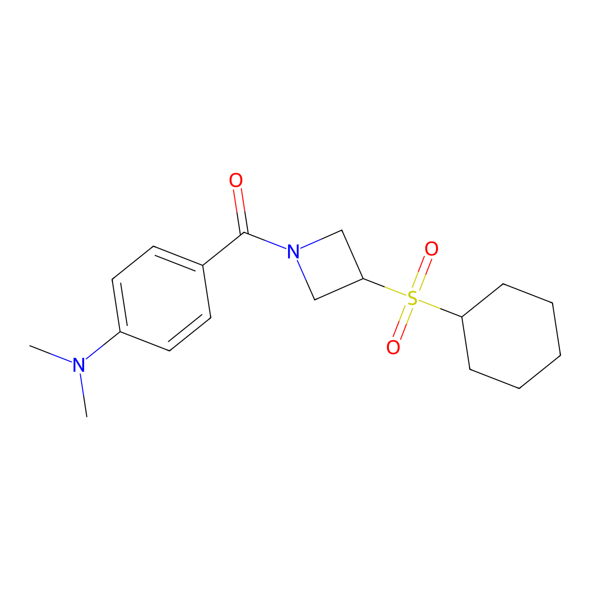 (3-(Cyclohexylsulfonyl)azetidin-1-yl)(4-(dimethylamino)phenyl)methanone molecular structure, CAS 1797303-67-3