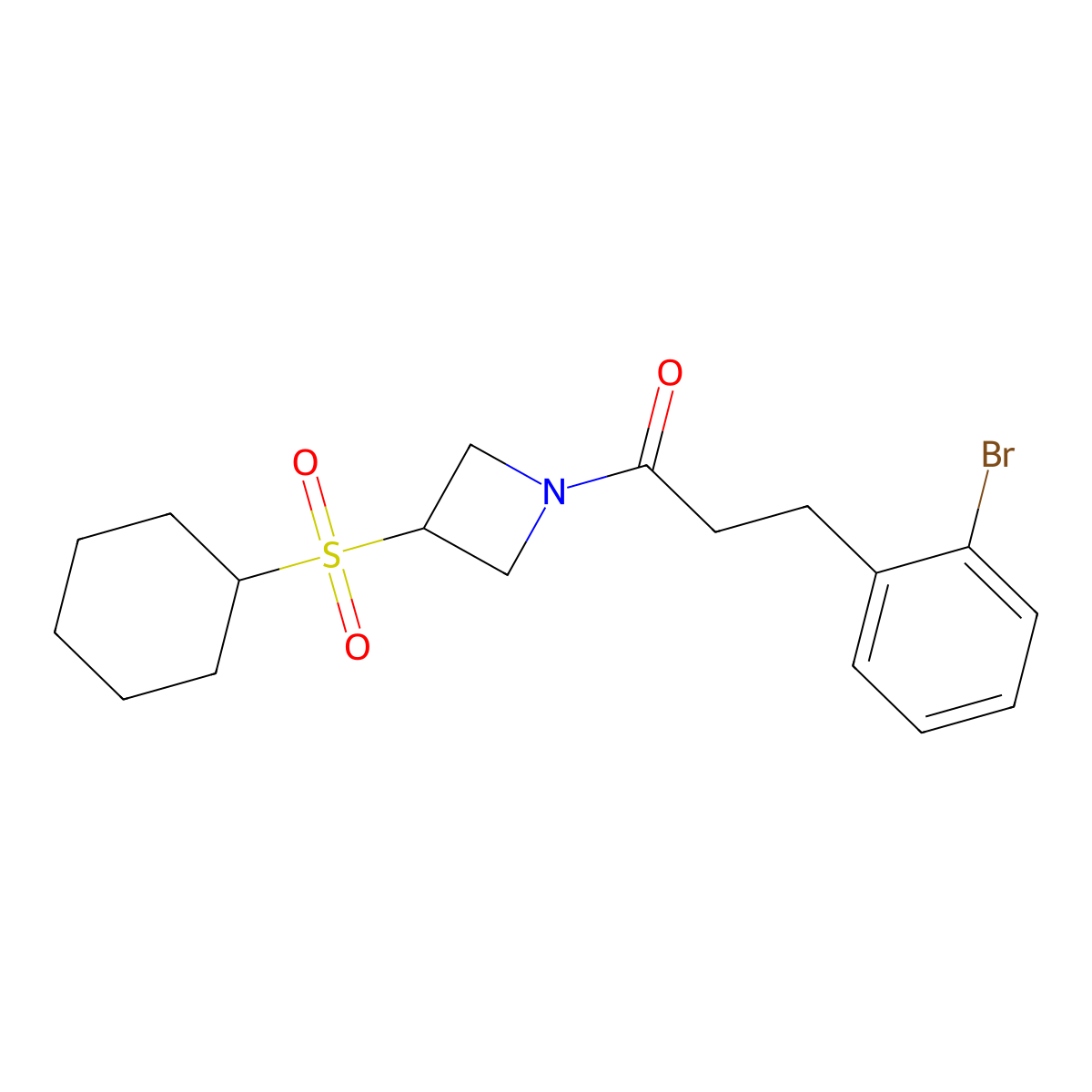 3-(2-Bromophenyl)-1-(3-(cyclohexylsulfonyl)azetidin-1-yl)propan-1-one molecular structure, CAS 1797303-83-3