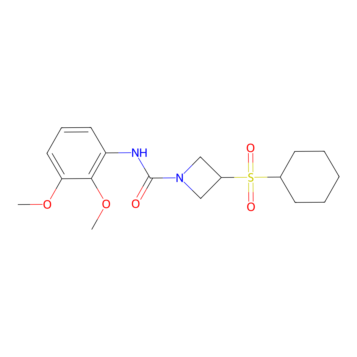 3-(cyclohexylsulfonyl)-N-(2,3-dimethoxyphenyl)azetidine-1-carboxamide molecular structure, CAS 1797304-04-1