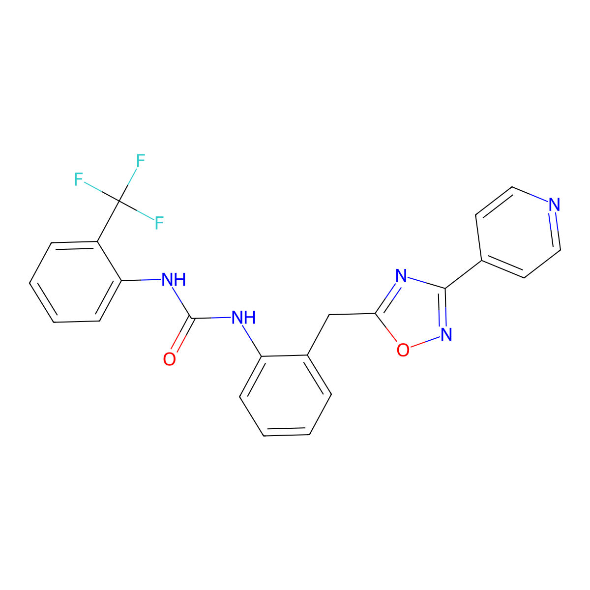 1-(2-((3-(Pyridin-4-yl)-1,2,4-oxadiazol-5-yl)methyl)phenyl)-3-(2-(trifluoromethyl)phenyl)urea molecular structure, CAS 1797304-05-2