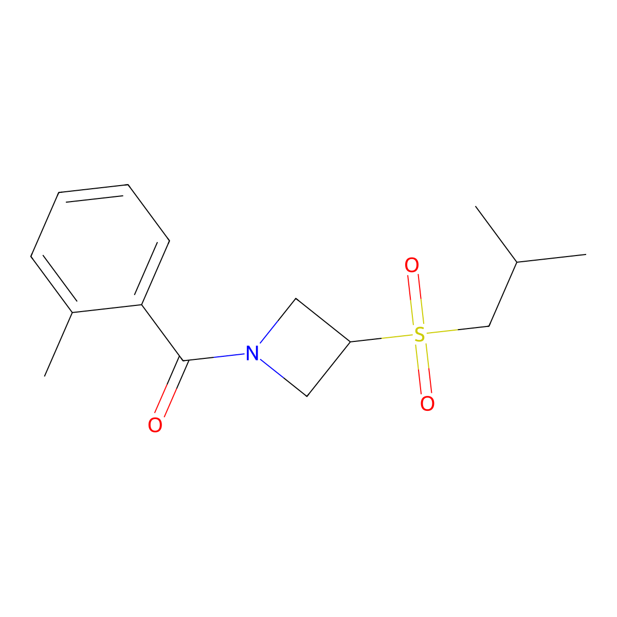 (3-(Isobutylsulfonyl)azetidin-1-yl)(o-tolyl)methanone molecular structure, CAS 1797304-09-6