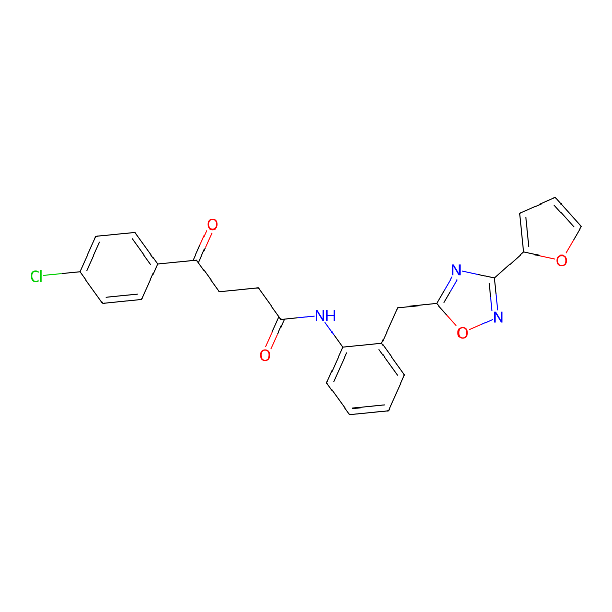 4-(4-chlorophenyl)-N-(2-((3-(furan-2-yl)-1,2,4-oxadiazol-5-yl)methyl)phenyl)-4-oxobutanamide molecular structure, CAS 1797304-23-4