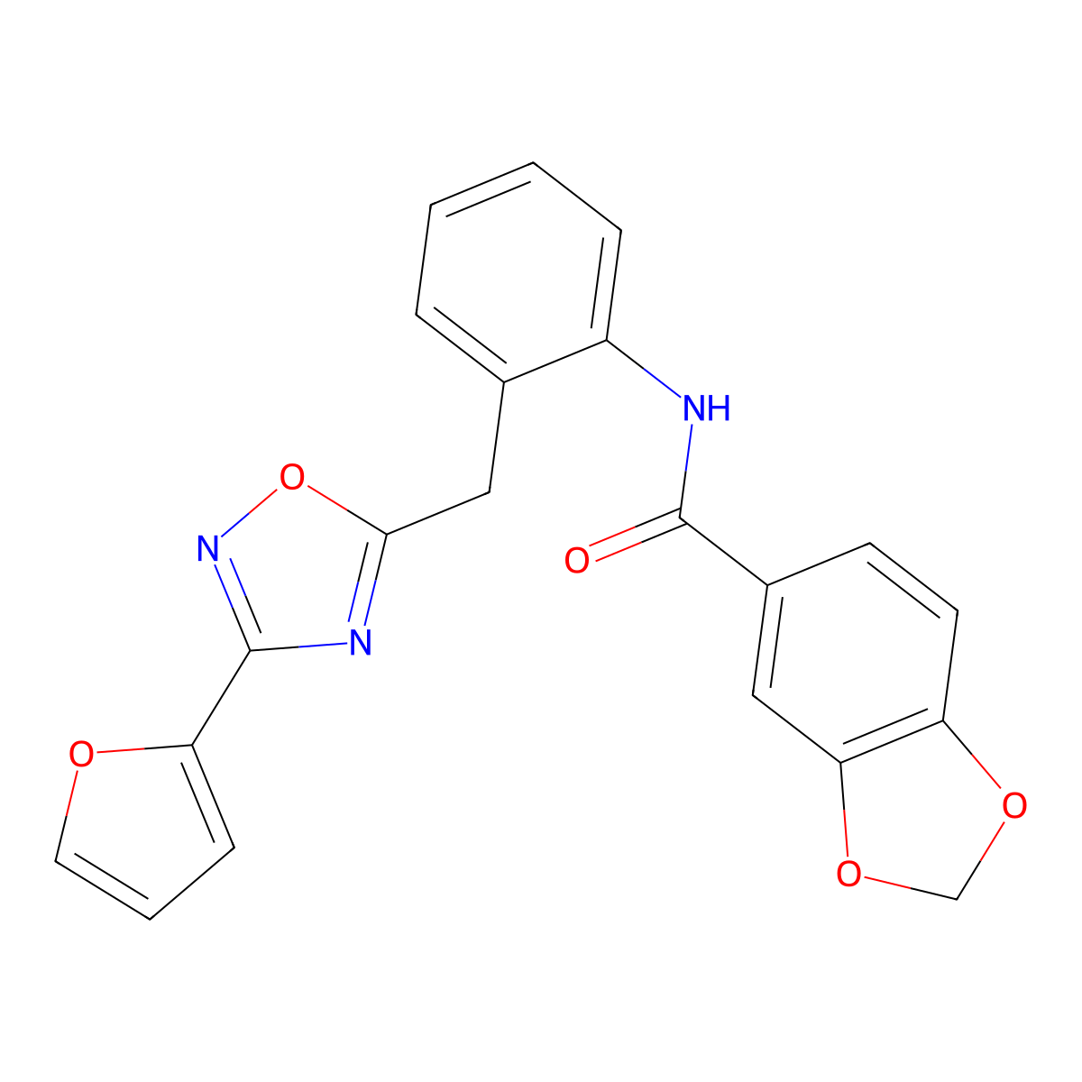 N-(2-((3-(furan-2-yl)-1,2,4-oxadiazol-5-yl)methyl)phenyl)benzo[d][1,3]dioxole-5-carboxamide molecular structure, CAS 1797304-34-7