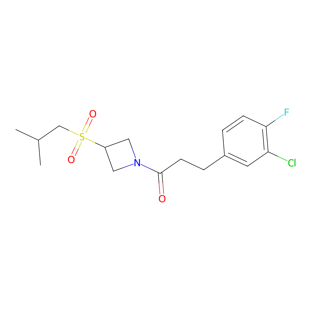 3-(3-Chloro-4-fluorophenyl)-1-(3-(isobutylsulfonyl)azetidin-1-yl)propan-1-one molecular structure, CAS 1797304-36-9