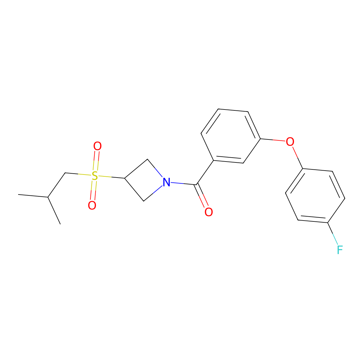 (3-(4-Fluorophenoxy)phenyl)(3-(isobutylsulfonyl)azetidin-1-yl)methanone molecular structure, CAS 1797304-42-7