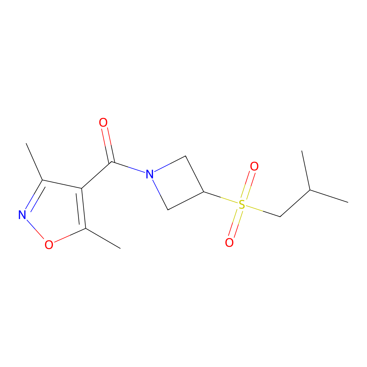 (3,5-Dimethylisoxazol-4-yl)(3-(isobutylsulfonyl)azetidin-1-yl)methanone molecular structure, CAS 1797304-50-7