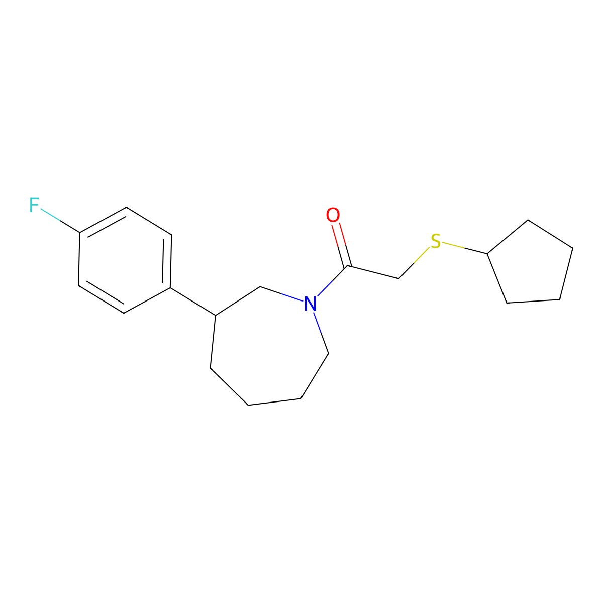 2-(Cyclopentylthio)-1-(3-(4-fluorophenyl)azepan-1-yl)ethanone molecular structure, CAS 1797304-58-5
