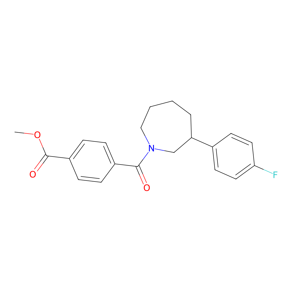 Methyl 4-[3-(4-fluorophenyl)azepane-1-carbonyl]benzoate molecular structure, CAS 1797304-67-6