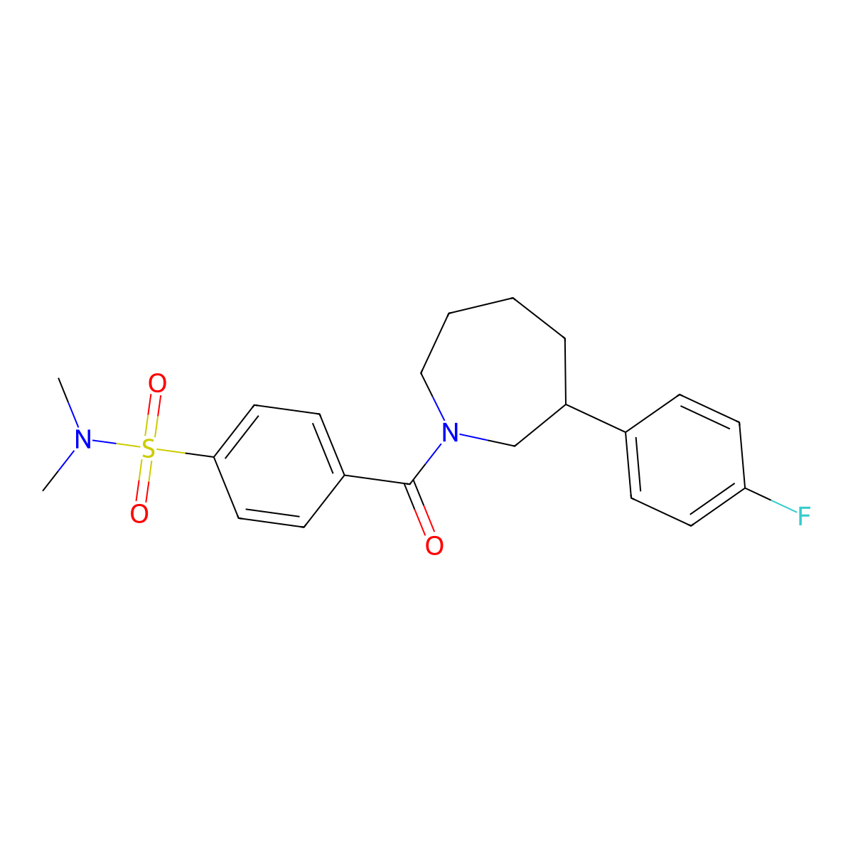 4-[3-(4-fluorophenyl)azepane-1-carbonyl]-N,N-dimethylbenzene-1-sulfonamide molecular structure, CAS 1797304-86-9