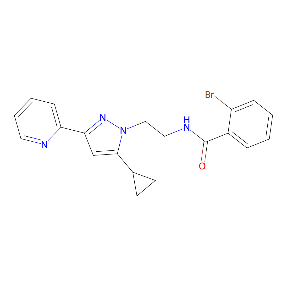 2-bromo-N-{2-[5-cyclopropyl-3-(pyridin-2-yl)-1H-pyrazol-1-yl]ethyl}benzamide molecular structure, CAS 1797306-95-6