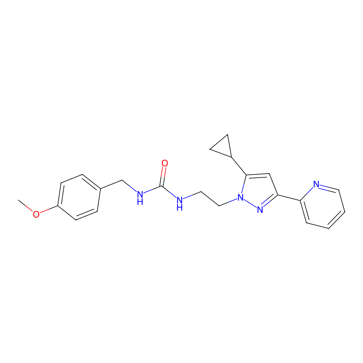 1-(2-(5-cyclopropyl-3-(pyridin-2-yl)-1H-pyrazol-1-yl)ethyl)-3-(4-methoxybenzyl)urea molecular structure, CAS 1797307-22-2