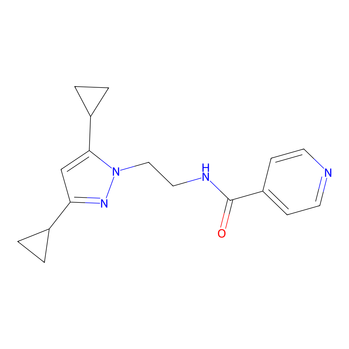 N-(2-(3,5-dicyclopropyl-1H-pyrazol-1-yl)ethyl)isonicotinamide molecular structure, CAS 1797307-34-6