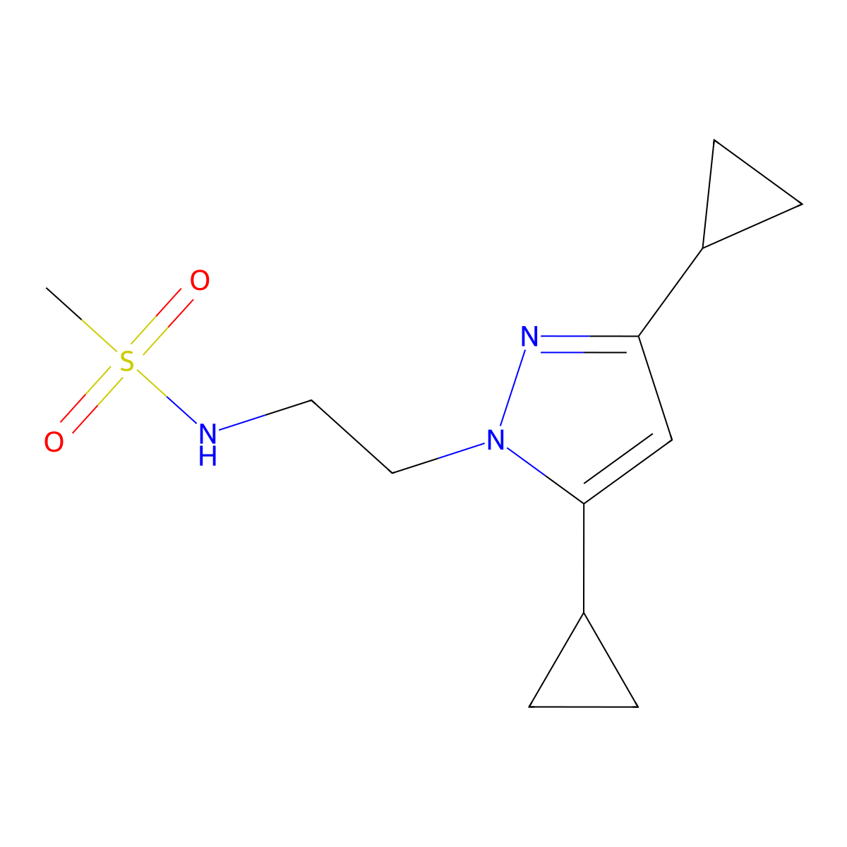 N-[2-(3,5-dicyclopropyl-1H-pyrazol-1-yl)ethyl]methanesulfonamide molecular structure, CAS 1797307-49-3