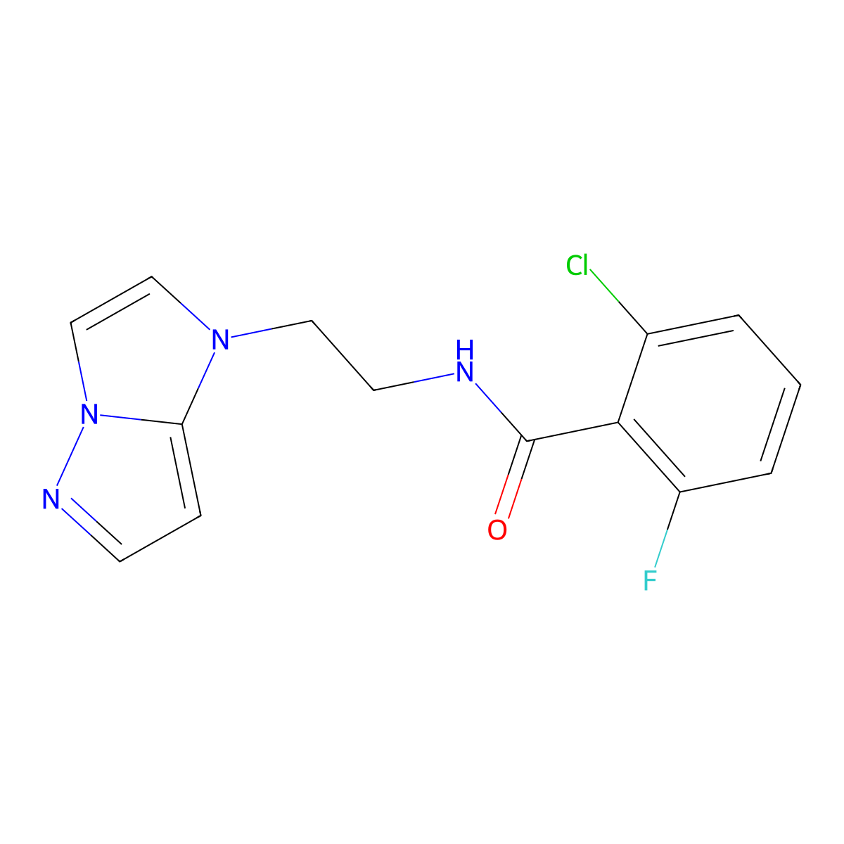 N-(2-(1H-imidazo[1,2-b]pyrazol-1-yl)ethyl)-2-chloro-6-fluorobenzamide molecular structure, CAS 1797307-85-7