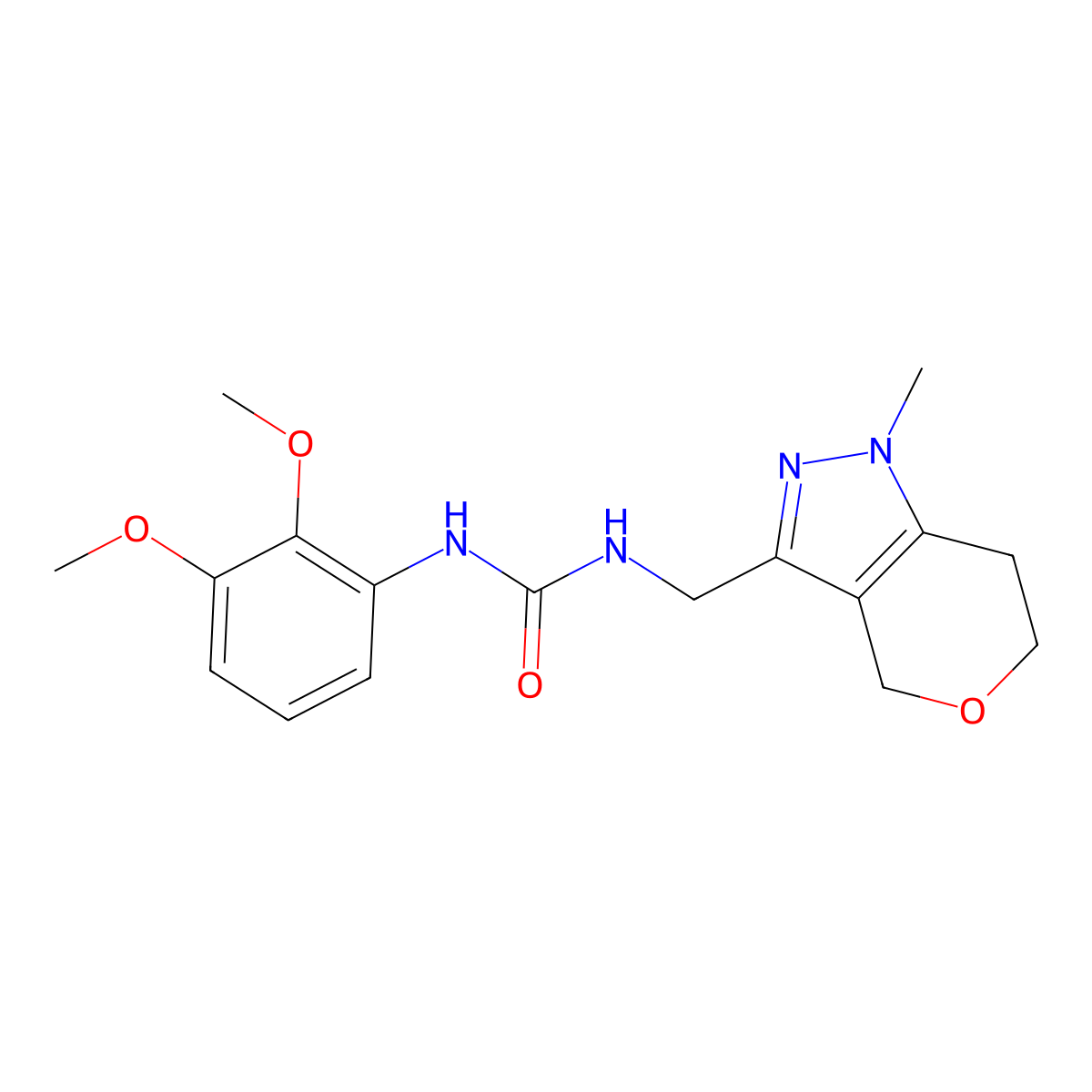 1-(2,3-Dimethoxyphenyl)-3-((1-methyl-1,4,6,7-tetrahydropyrano[4,3-c]pyrazol-3-yl)methyl)urea molecular structure, CAS 1797308-16-7