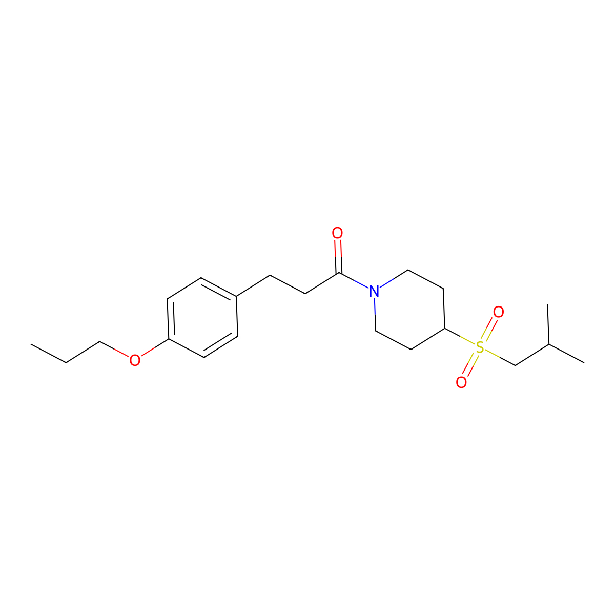 1-(4-(Isobutylsulfonyl)piperidin-1-yl)-3-(4-propoxyphenyl)propan-1-one molecular structure, CAS 1797308-25-8