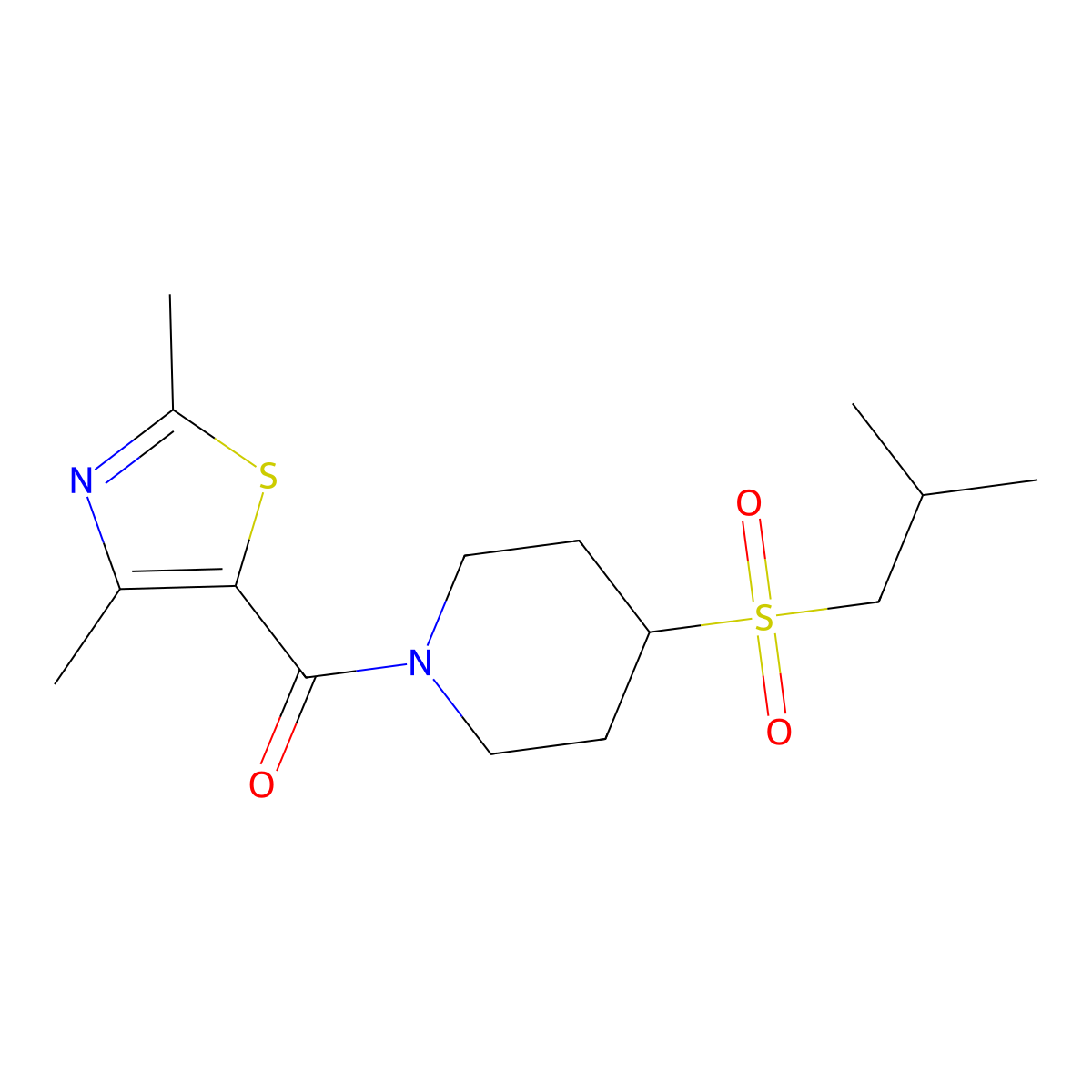(2,4-Dimethylthiazol-5-yl)(4-(isobutylsulfonyl)piperidin-1-yl)methanone molecular structure, CAS 1797308-40-7