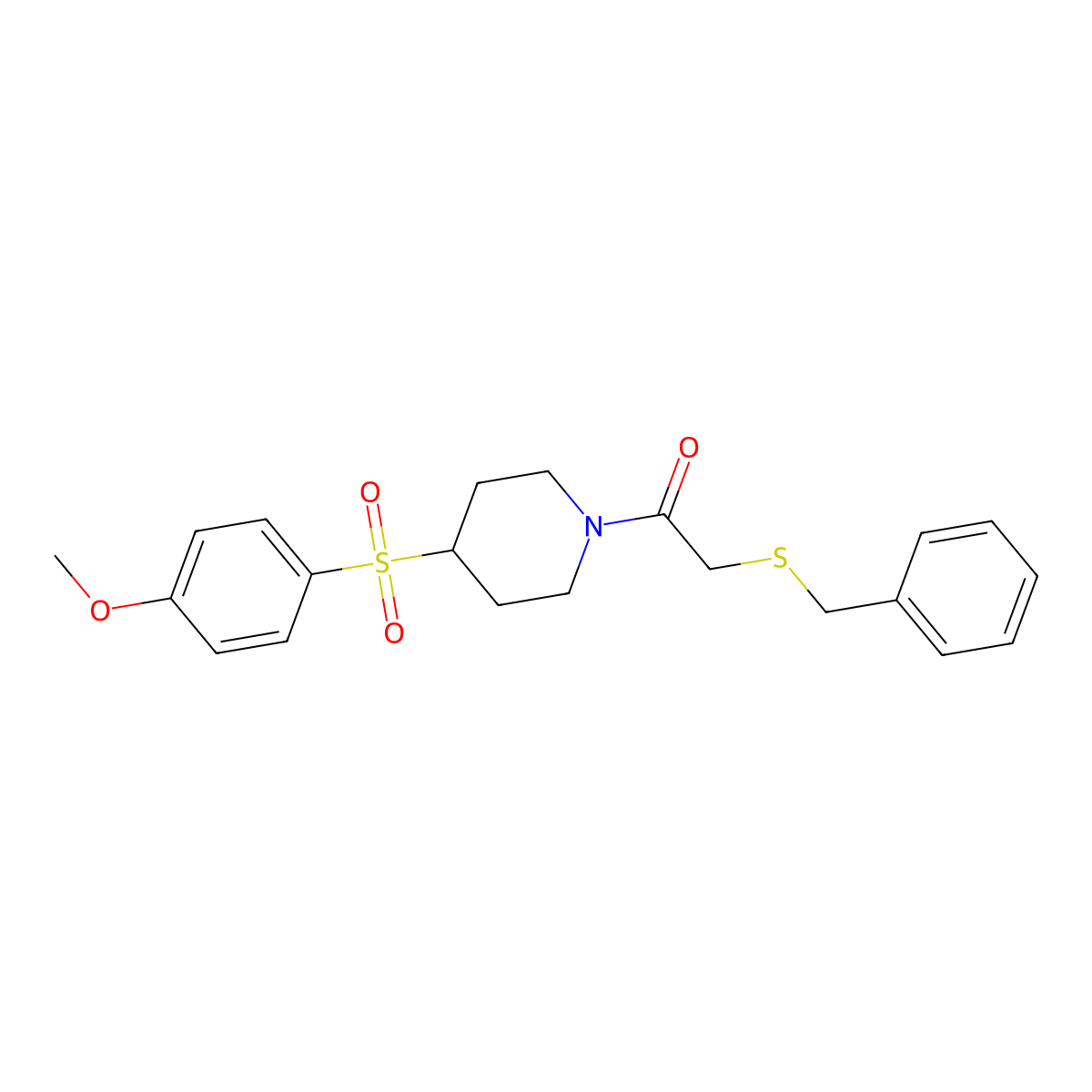 2-(Benzylthio)-1-(4-((4-methoxyphenyl)sulfonyl)piperidin-1-yl)ethanone molecular structure, CAS 1797308-53-2
