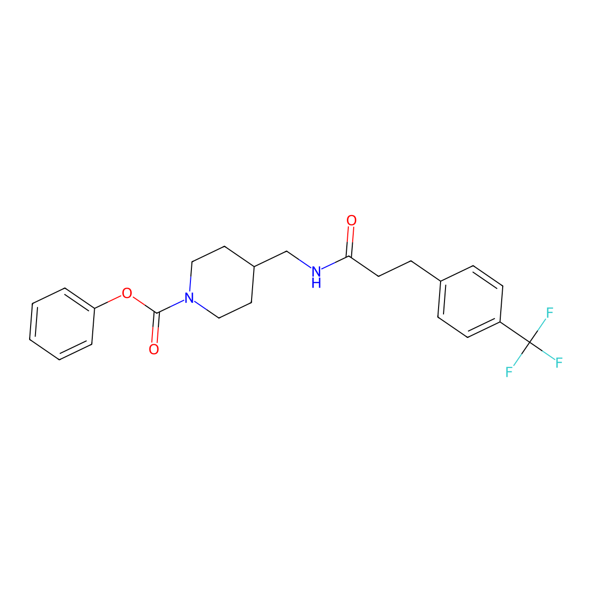 Phenyl 4-({3-[4-(trifluoromethyl)phenyl]propanamido}methyl)piperidine-1-carboxylate molecular structure, CAS 1797309-03-5