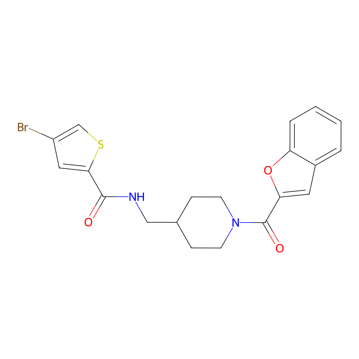 N-((1-(benzofuran-2-carbonyl)piperidin-4-yl)methyl)-4-bromothiophene-2-carboxamide molecular structure, CAS 1797309-07-9