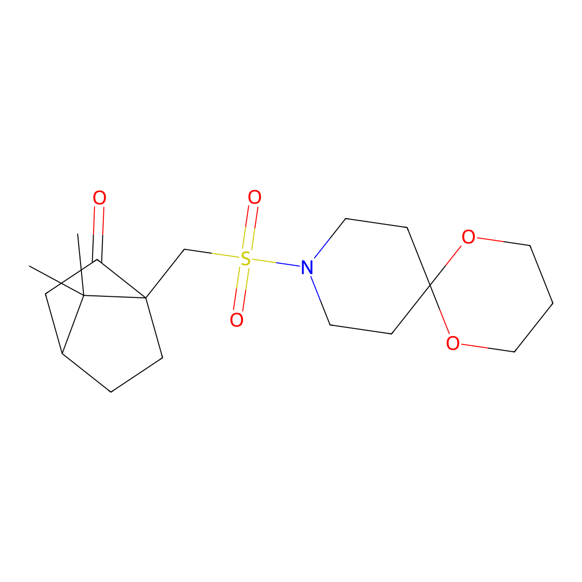 1-((1,5-Dioxa-9-azaspiro[5.5]undecan-9-ylsulfonyl)methyl)-7,7-dimethylbicyclo[2.2.1]heptan-2-one molecular structure, CAS 1797309-29-5