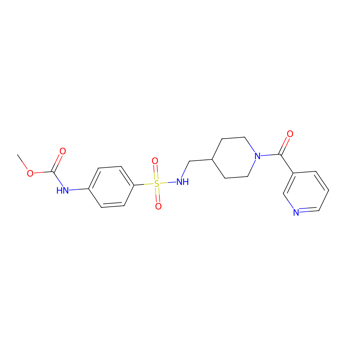 methyl (4-(N-((1-nicotinoylpiperidin-4-yl)methyl)sulfamoyl)phenyl)carbamate molecular structure, CAS 1797309-37-5