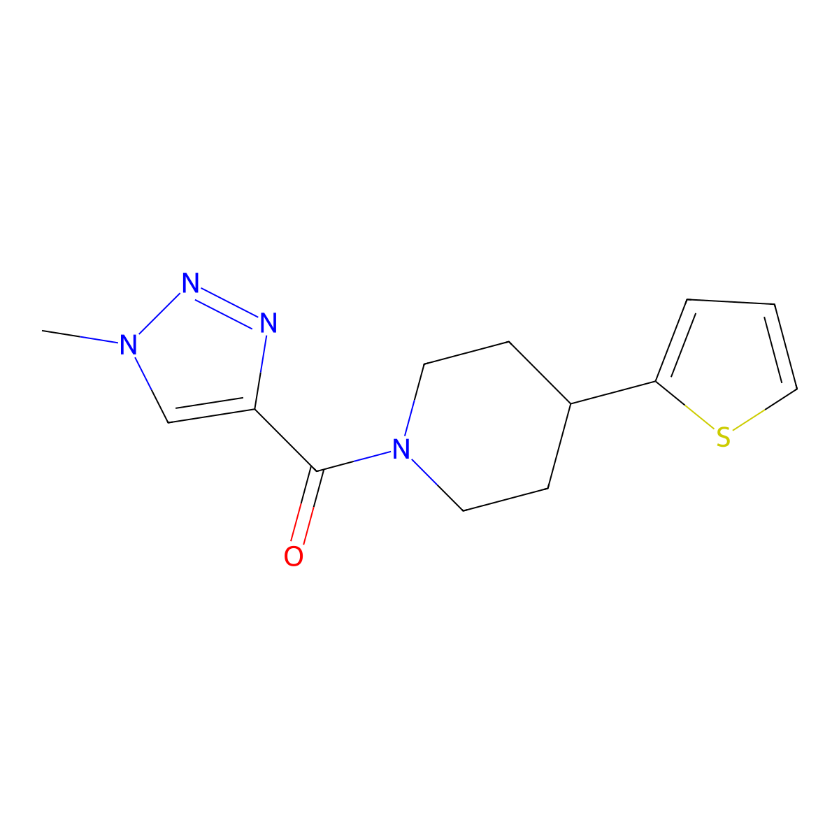 (1-methyl-1H-1,2,3-triazol-4-yl)(4-(thiophen-2-yl)piperidin-1-yl)methanone molecular structure, CAS 1797309-56-8
