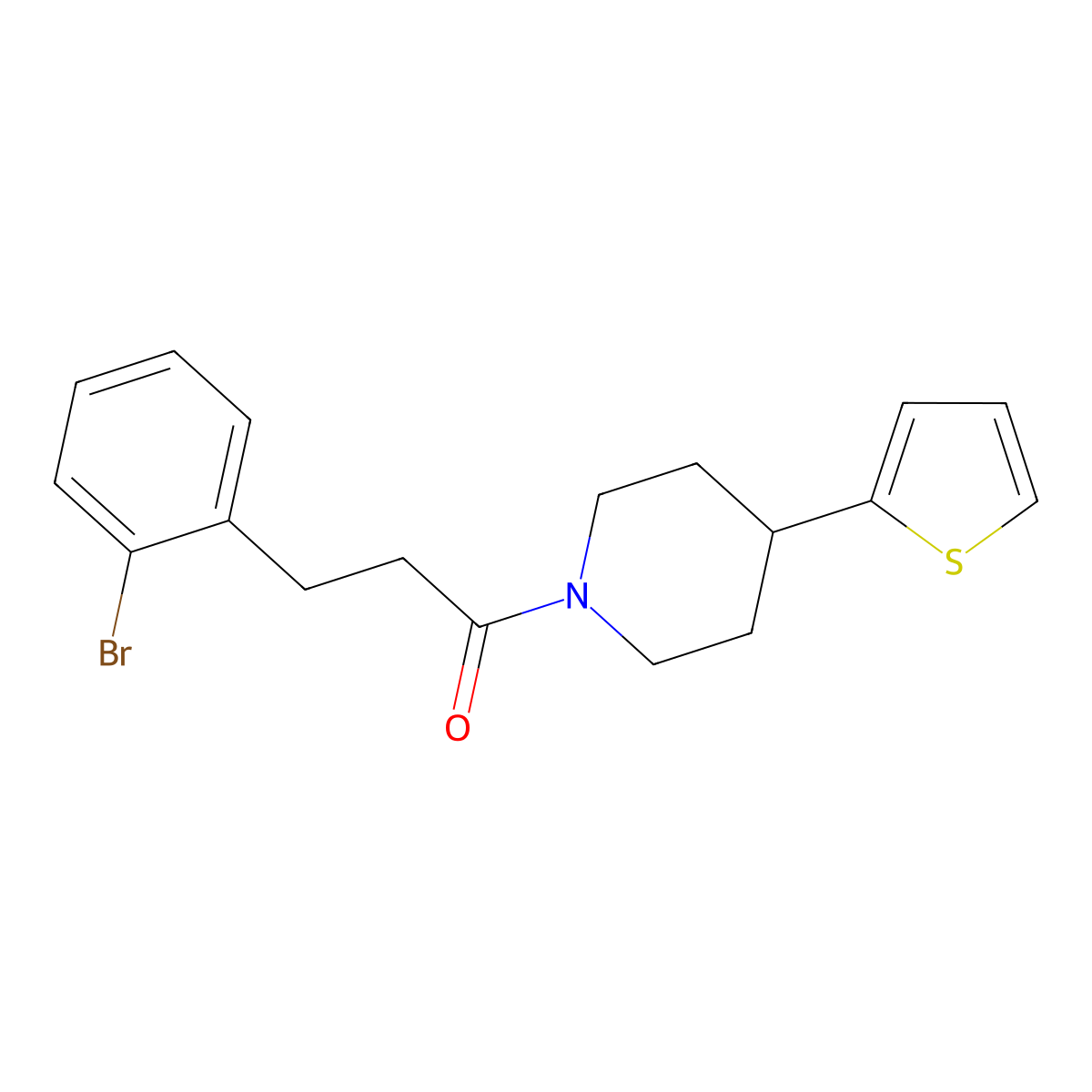 3-(2-Bromophenyl)-1-(4-(thiophen-2-yl)piperidin-1-yl)propan-1-one molecular structure, CAS 1797309-61-5