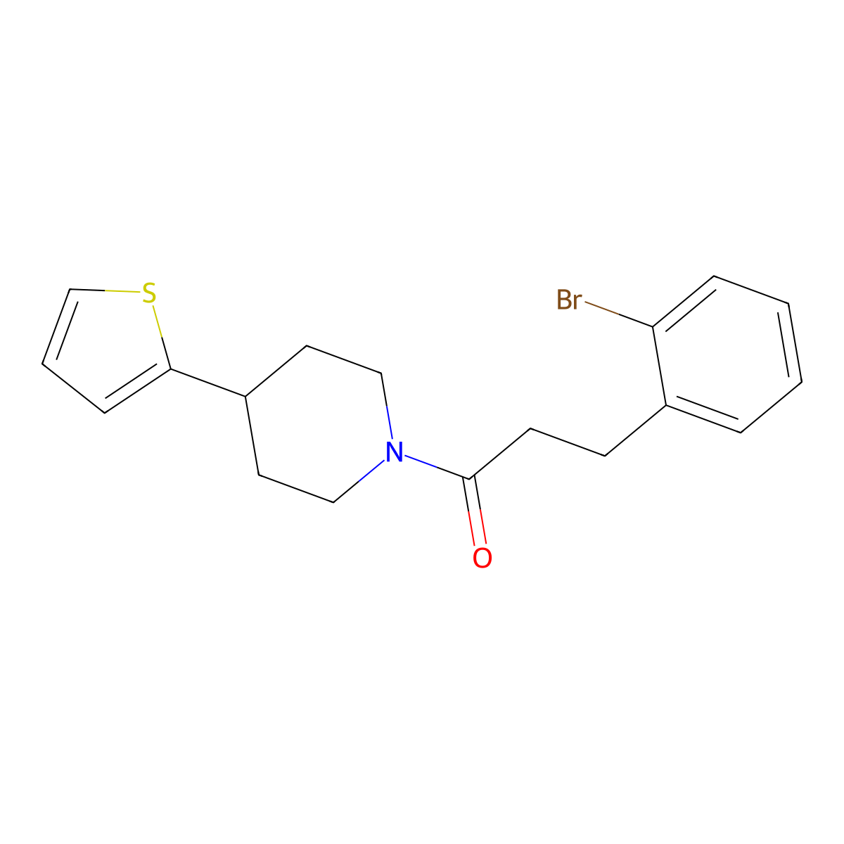 3-(2-Bromophenyl)-1-(4-(thiophen-2-yl)piperidin-1-yl)propan-1-one molecular structure, CAS 1797309-61-5