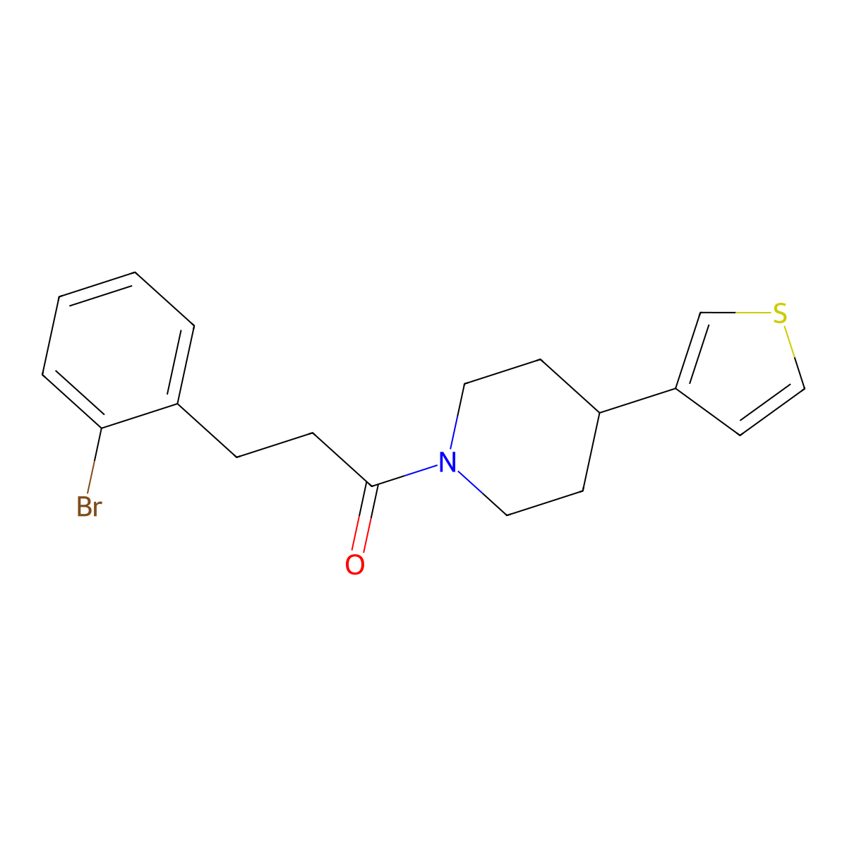 3-(2-Bromophenyl)-1-(4-(thiophen-3-yl)piperidin-1-yl)propan-1-one molecular structure, CAS 1797309-65-9