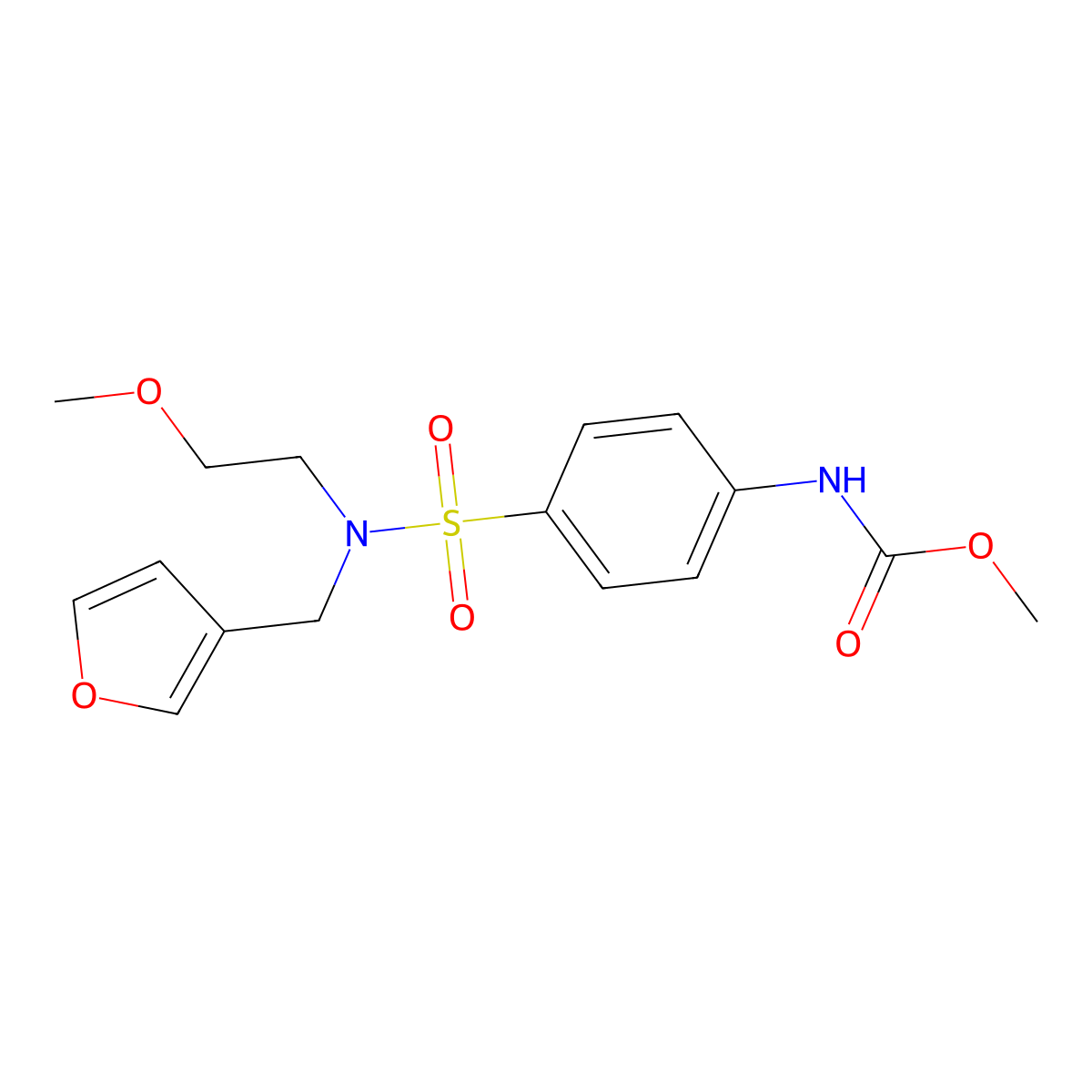methyl (4-(N-(furan-3-ylmethyl)-N-(2-methoxyethyl)sulfamoyl)phenyl)carbamate molecular structure, CAS 1797309-67-1