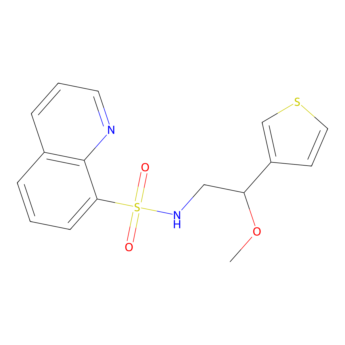 N-(2-methoxy-2-(thiophen-3-yl)ethyl)quinoline-8-sulfonamide molecular structure, CAS 1797309-82-0