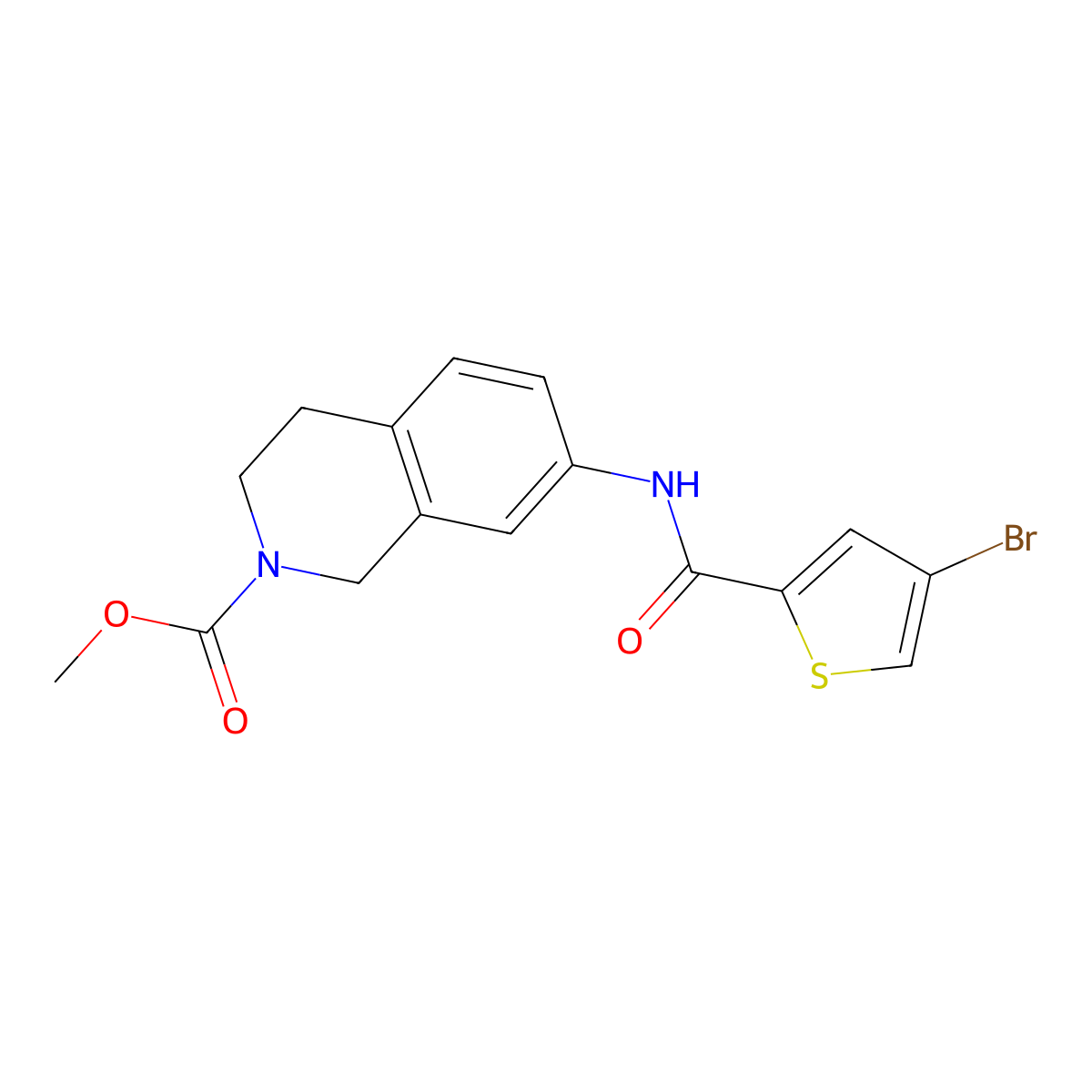 methyl 7-(4-bromothiophene-2-carboxamido)-3,4-dihydroisoquinoline-2(1H)-carboxylate molecular structure, CAS 1797310-15-6