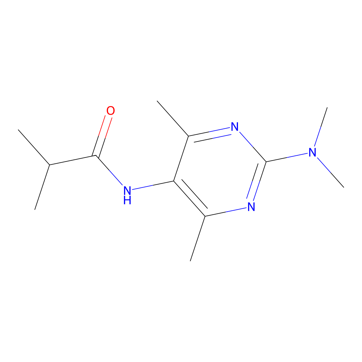 N-(2-(dimethylamino)-4,6-dimethylpyrimidin-5-yl)isobutyramide molecular structure, CAS 1797310-29-2