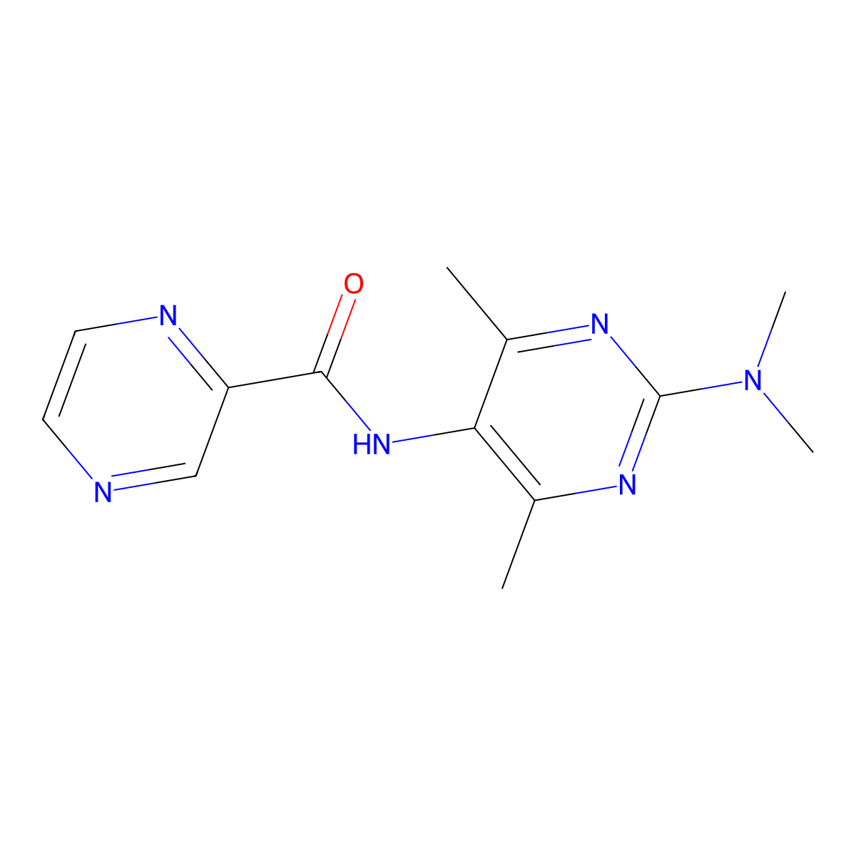N-[2-(Dimethylamino)-4,6-dimethylpyrimidin-5-yl]pyrazine-2-carboxamide molecular structure, CAS 1797310-36-1