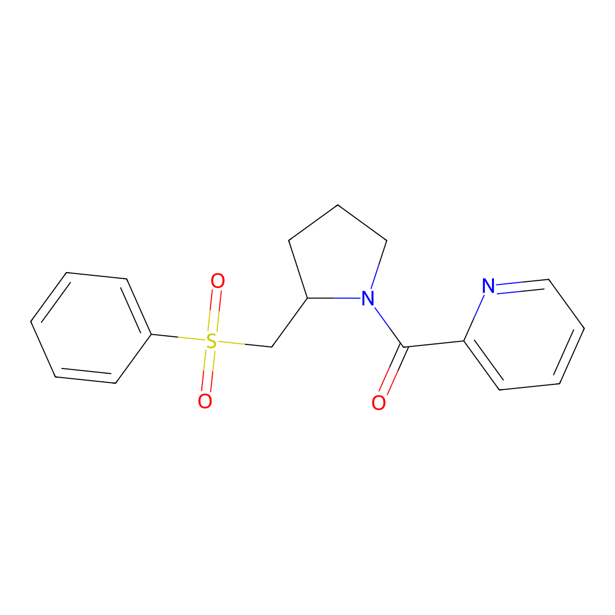 (2-((Phenylsulfonyl)methyl)pyrrolidin-1-yl)(pyridin-2-yl)methanone molecular structure, CAS 1797316-22-3
