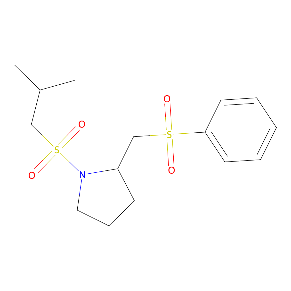 1-(Isobutylsulfonyl)-2-((phenylsulfonyl)methyl)pyrrolidine molecular structure, CAS 1797316-43-8