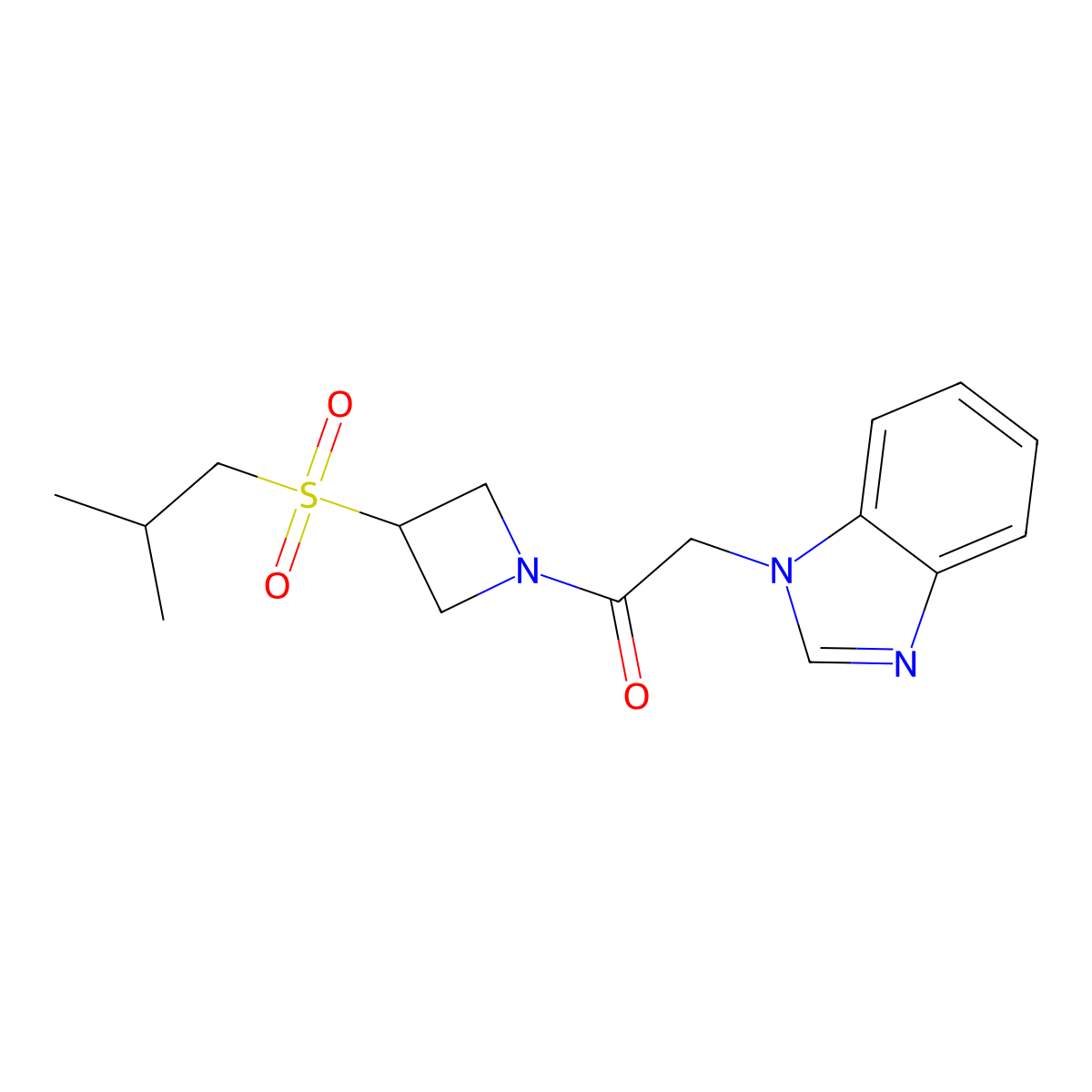 2-(1H-1,3-benzodiazol-1-yl)-1-[3-(2-methylpropanesulfonyl)azetidin-1-yl]ethan-1-one molecular structure, CAS 1797316-54-1