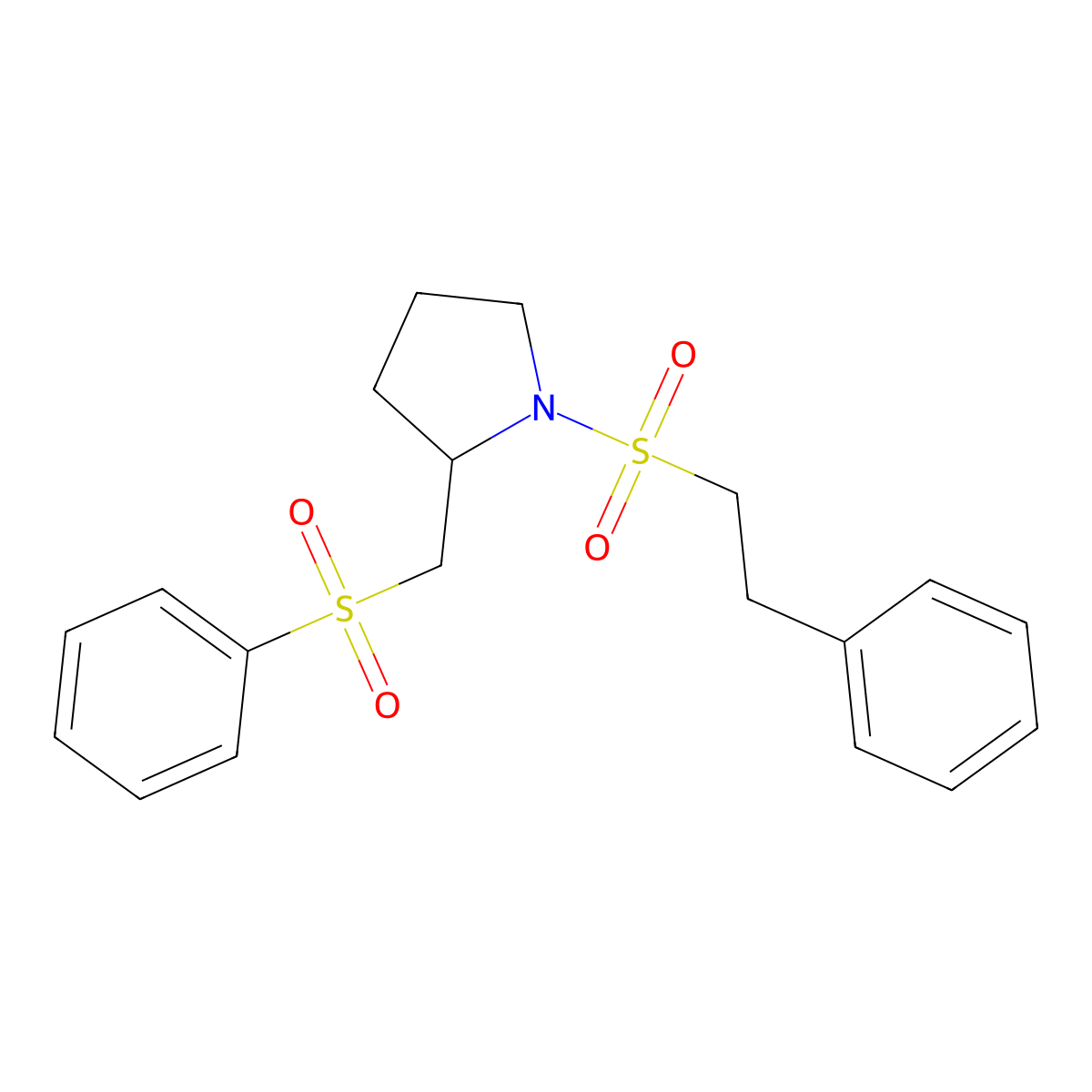 1-(Phenethylsulfonyl)-2-((phenylsulfonyl)methyl)pyrrolidine molecular structure, CAS 1797316-55-2