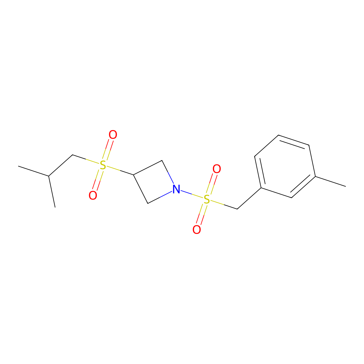 3-(Isobutylsulfonyl)-1-((3-methylbenzyl)sulfonyl)azetidine molecular structure, CAS 1797316-91-6