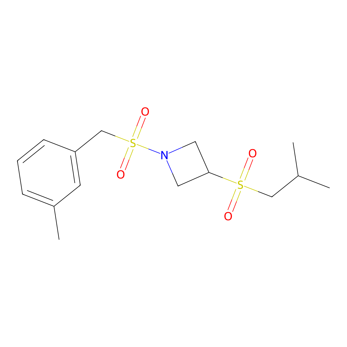 3-(Isobutylsulfonyl)-1-((3-methylbenzyl)sulfonyl)azetidine molecular structure, CAS 1797316-91-6