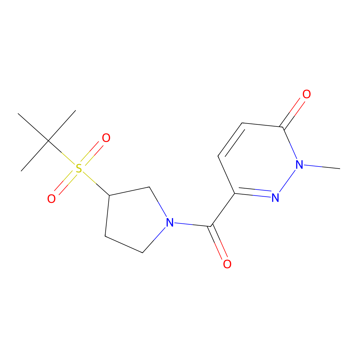 6-(3-(tert-butylsulfonyl)pyrrolidine-1-carbonyl)-2-methylpyridazin-3(2H)-one molecular structure, CAS 1797317-16-8