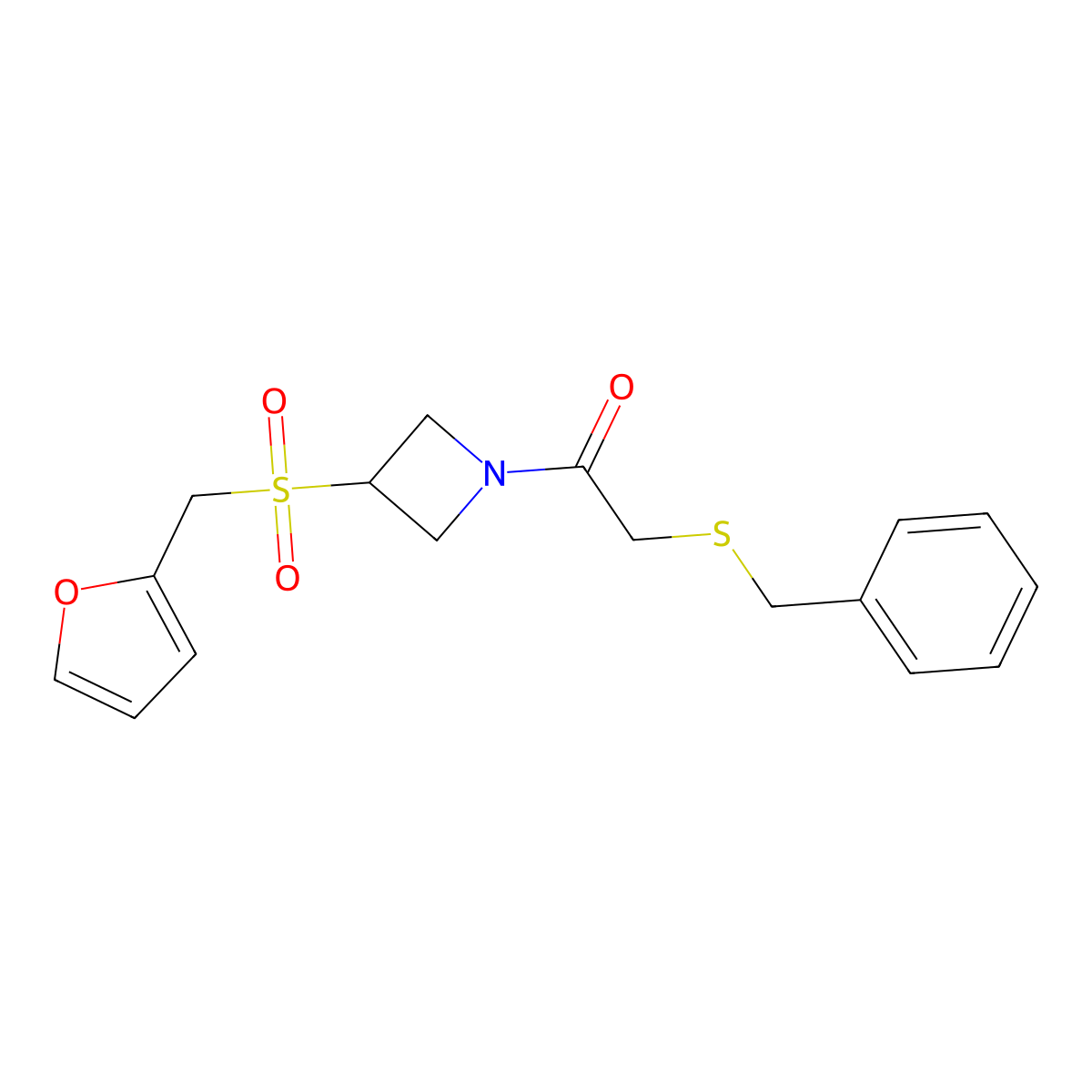 2-(Benzylthio)-1-(3-((furan-2-ylmethyl)sulfonyl)azetidin-1-yl)ethanone molecular structure, CAS 1797317-22-6
