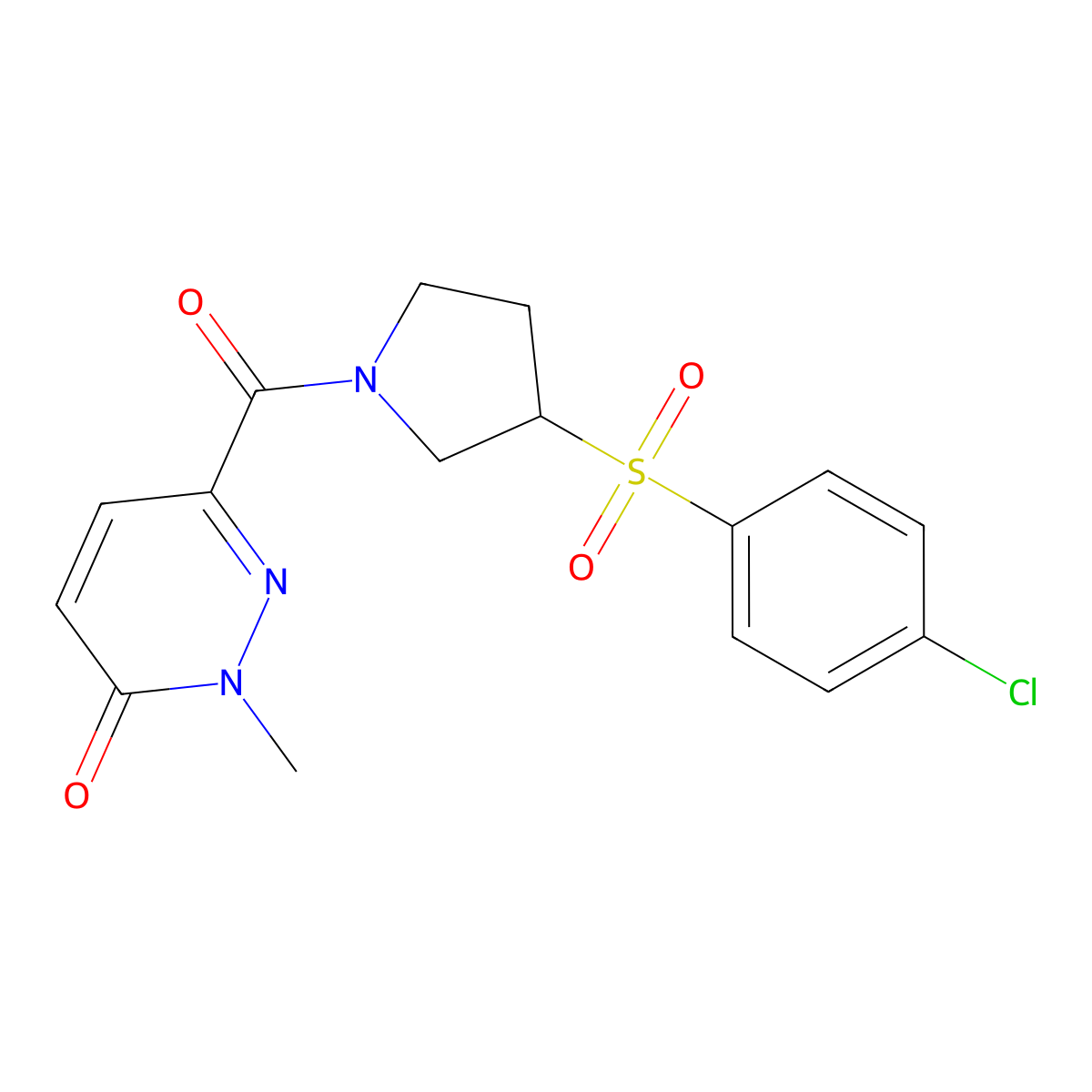 6-(3-((4-chlorophenyl)sulfonyl)pyrrolidine-1-carbonyl)-2-methylpyridazin-3(2H)-one molecular structure, CAS 1797317-25-9