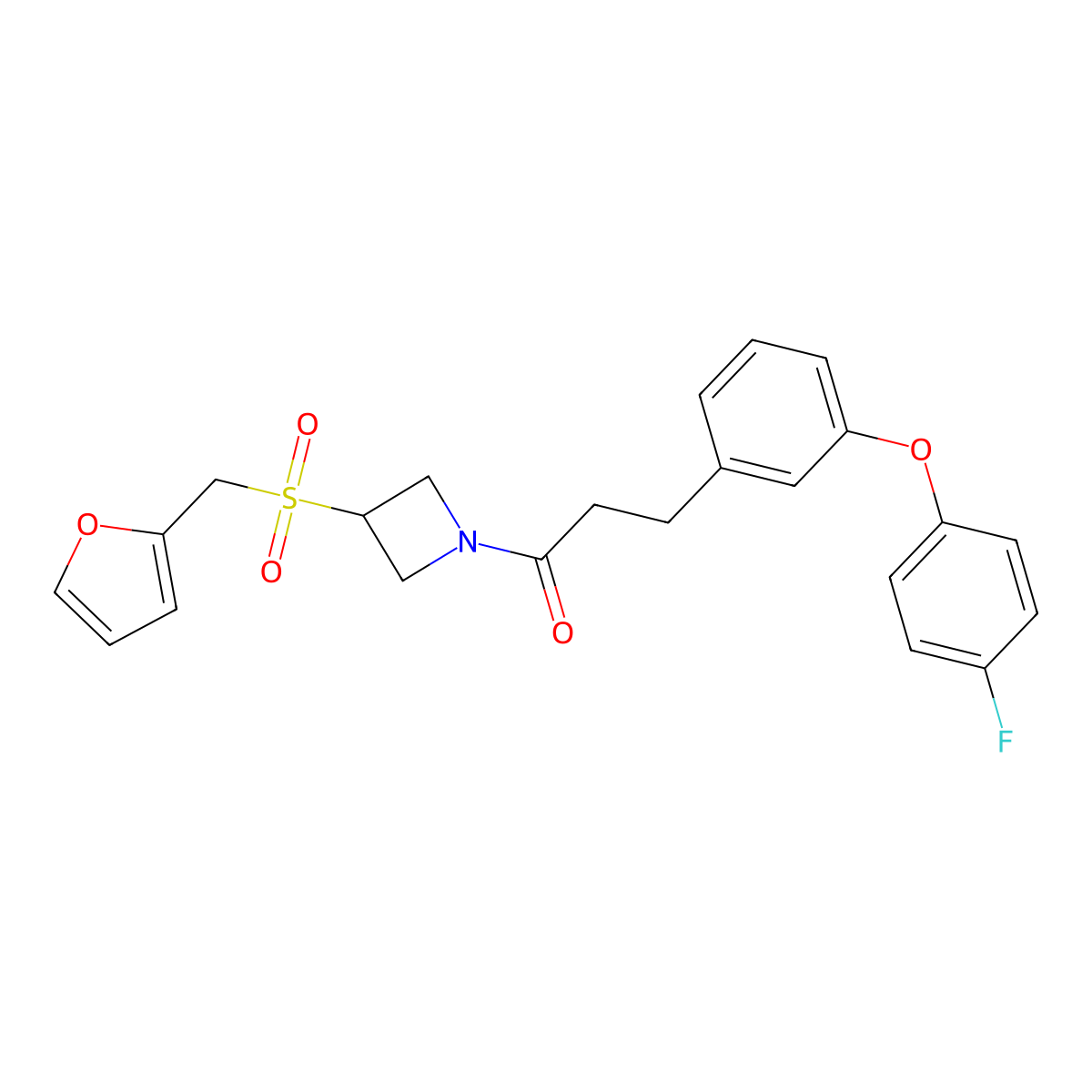 3-(3-(4-Fluorophenoxy)phenyl)-1-(3-((furan-2-ylmethyl)sulfonyl)azetidin-1-yl)propan-1-one molecular structure, CAS 1797317-30-6